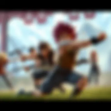 A vibrant scene depicting characters from Fairy Tail in action