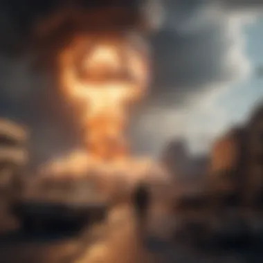 Cinematic nuclear devastation Dramatic nuclear explosion scene