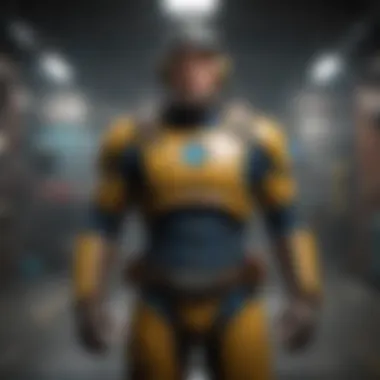 Character in signature Vault-Tec attire Actor in iconic Vault-Tec suit