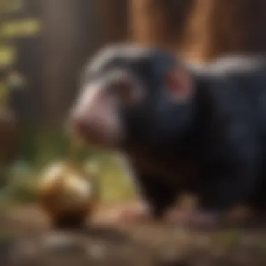 Curious Niffler sniffing a shiny object