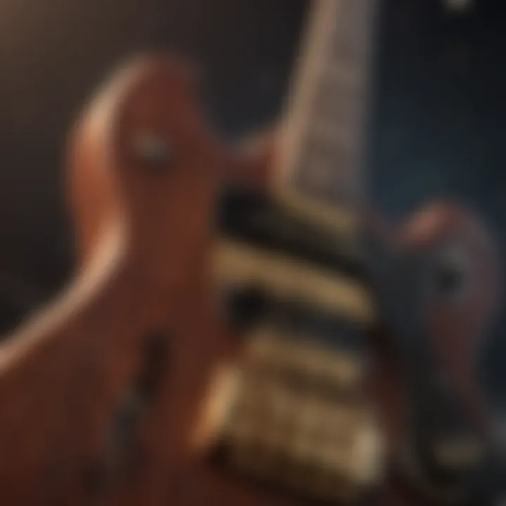 Detailed view of Guitar Hero gameplay interface