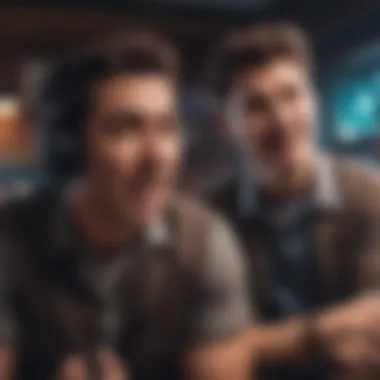 Dynamic gaming duo in a comedy skit