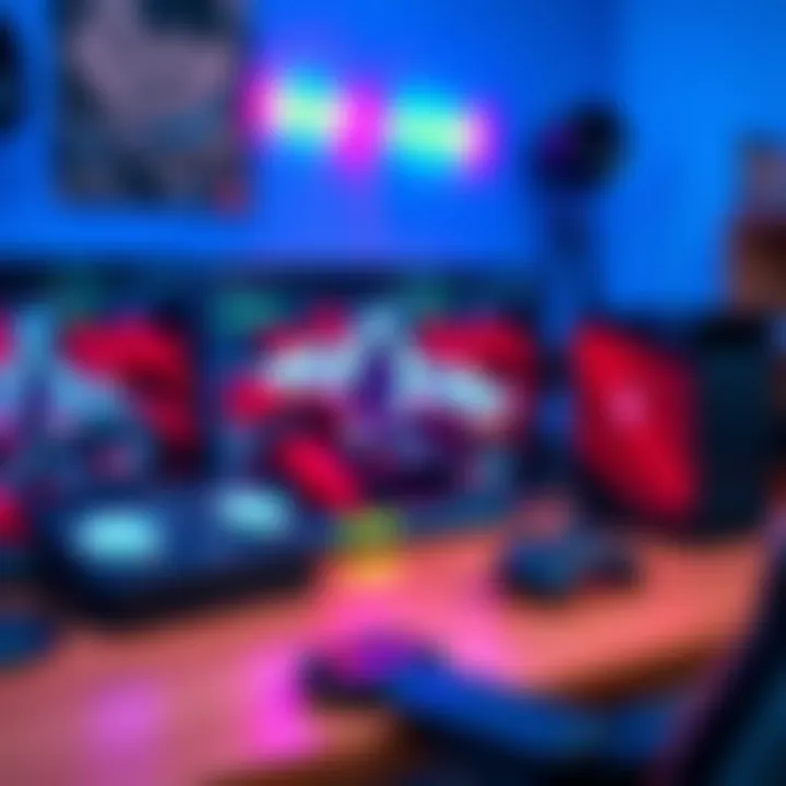Ultimate Gaming Console Setup for Enthusiasts Gaming console setup with colorful LED lights