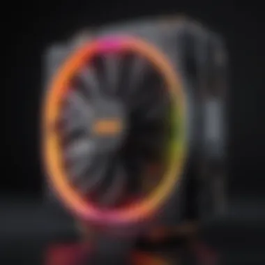 Gaming-themed CPU cooler display with customizable RGB lighting effects