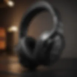 Close-up view of a sleek wireless gaming headphone with microphone.