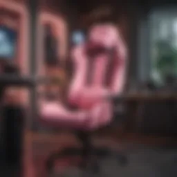 Elegant GTPlayer gaming chair in pink against a stylish gaming setup