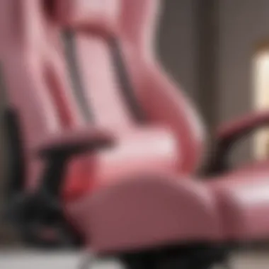 Close-up of the ergonomic features of the GTPlayer pink gaming chair