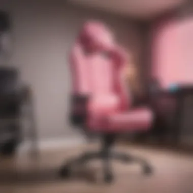 GTPlayer gaming chair in pink showcased in a modern gaming room