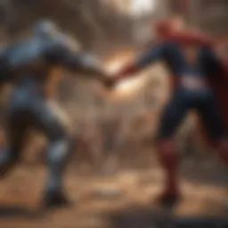 Heroic Battle Scene in Marvel Mobile Game