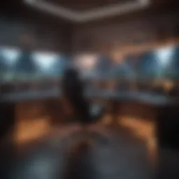 A modern gaming setup with multiple screens and streaming software