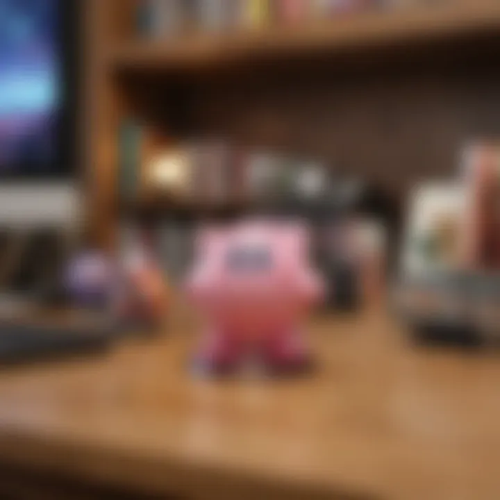 Kirby Amiibo collection displayed on a sleek gaming desk