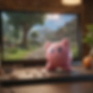Interactive Gameplay Enhancement Kirby Amiibo figurine enhancing gameplay on Nintendo Switch screen