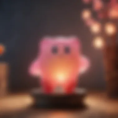 Enchanting Amiibo Aura Kirby Amiibo figurine glowing with a magical aura