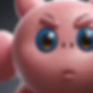 Intriguing Design Elements Close-up of Kirby Amiibo figurine's intricate design details