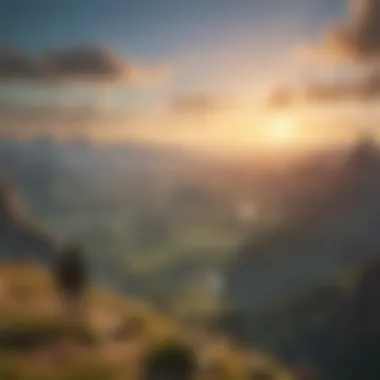 Epic Adventures Await Heroic figure overlooking vast landscape
