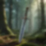 Mystical sword in enchanted forest