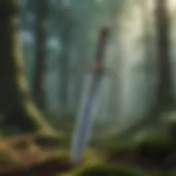 Mystical sword in enchanted forest