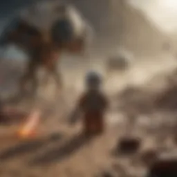 Lego characters from the Star Wars universe in an epic battle scene