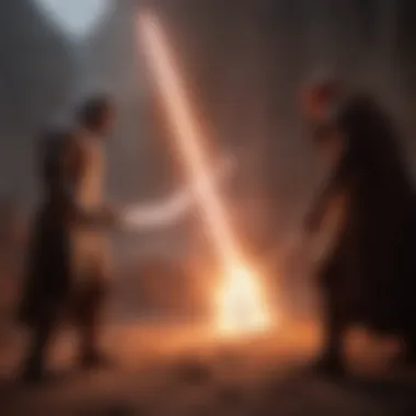 Lightsaber duel in the fiery pits of Mustafar