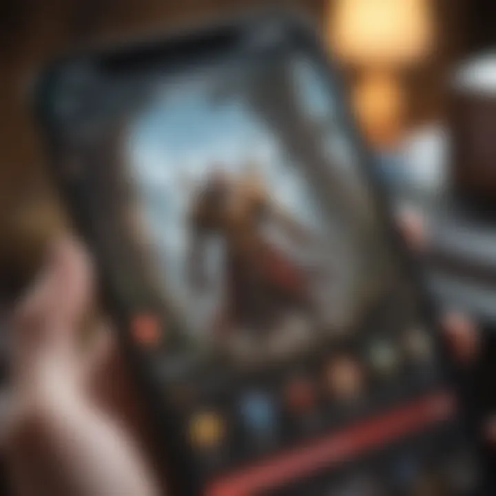 Close-up of user interface showcasing Magic The Gathering features on mobile
