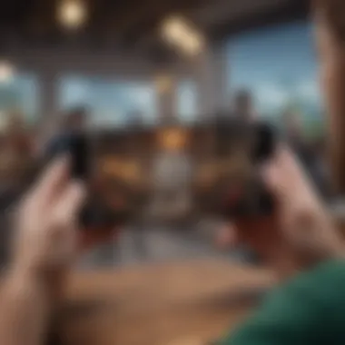 Immersive Gameplay Experience on Mobile An immersive scene of a player enjoying Magic The Gathering on an Android device