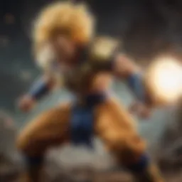 Majestic Saiyan warrior powering up for battle