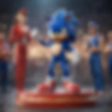 Celebratory podium scene with Mario and Sonic characters