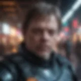 Mark Hamill's Intense Character in a Cyberpunk Setting