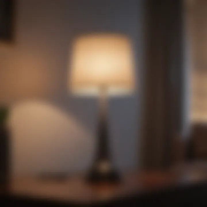 Modern lamp with Hue lights in living room