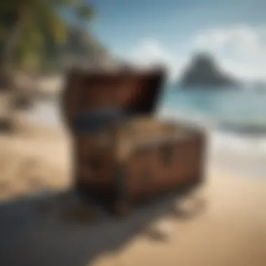 Mysterious Pirate's Treasure Chest on a Deserted Island