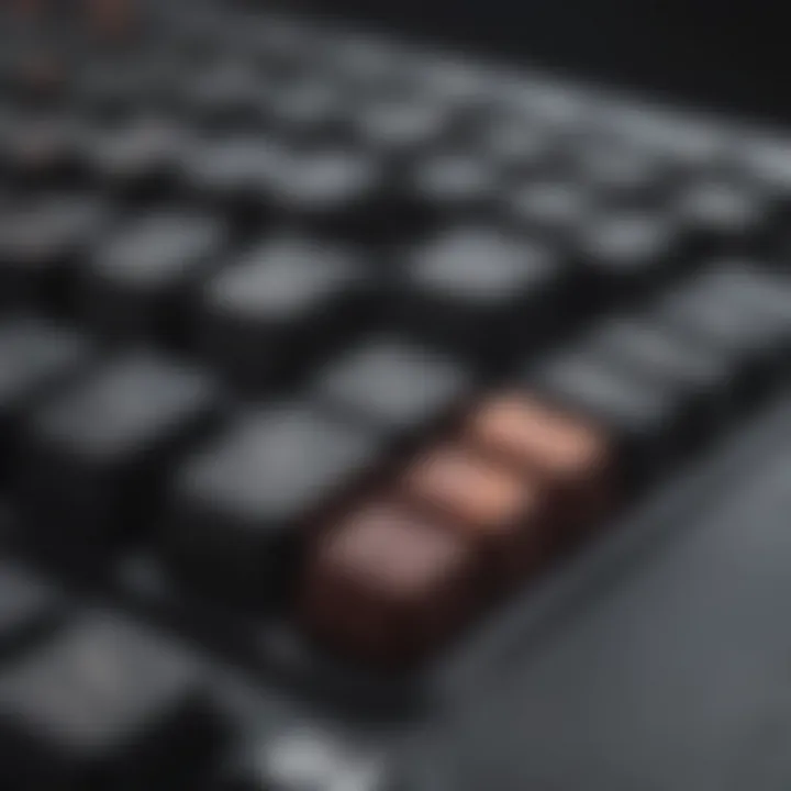 A close-up of a mechanical keyboard emphasizing key switches and customization options