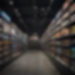 A modern game store with vibrant displays and engaged customers.