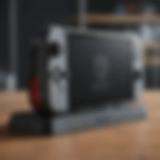 Close-up view of the Nintendo Switch kick stand showcasing its design features