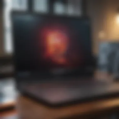 High-performance gaming laptop with powerful specifications displayed on a desk.