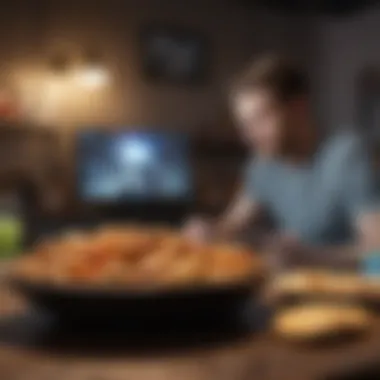 Focused Gaming with Healthy Snacks Gamer enjoying a healthy snack while focused on the screen