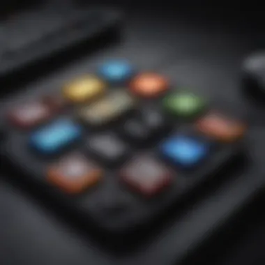 A detailed view of a stream deck with customizable buttons and colorful backlighting.