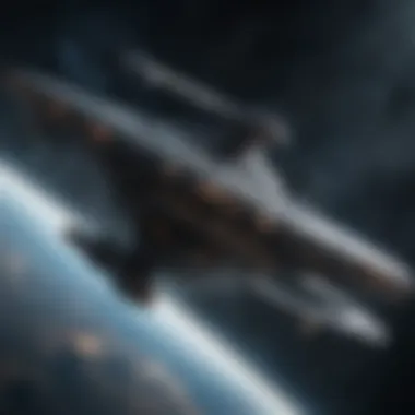 An artistic representation of iconic Star Trek starships navigating through space.
