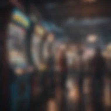 Excitement in the Arcade Pokemon Arcade Machine Crowd Gathering Around for Gameplay