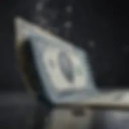Illustration depicting a digital wallet with money flowing out symbolizing expenses