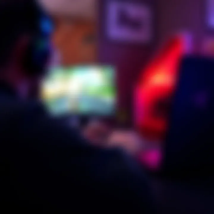 User interacting with Razer 14 gaming laptop during gameplay