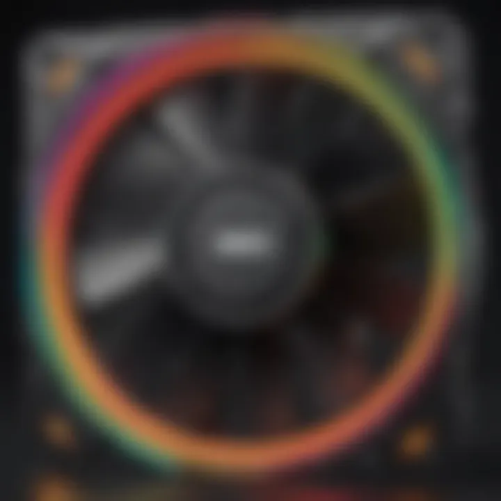 Close-up of a 120mm RGB case fan highlighting its design
