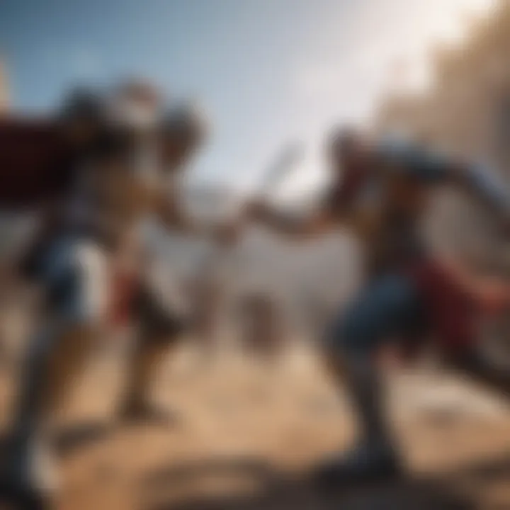 Epic battle scene in an RPG game