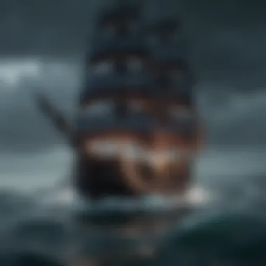 Pirate Ship Sailing through Stormy Seas