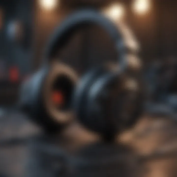 Illustration of key features in gamer headphones with integrated microphones