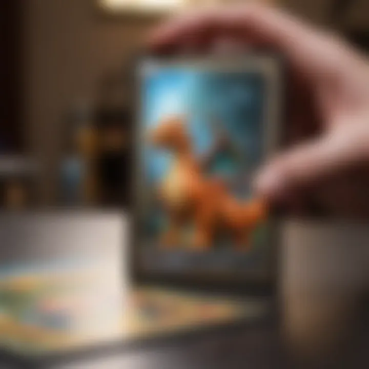 Collector examining the pristine condition of a Shining Charizard PSA 10 card