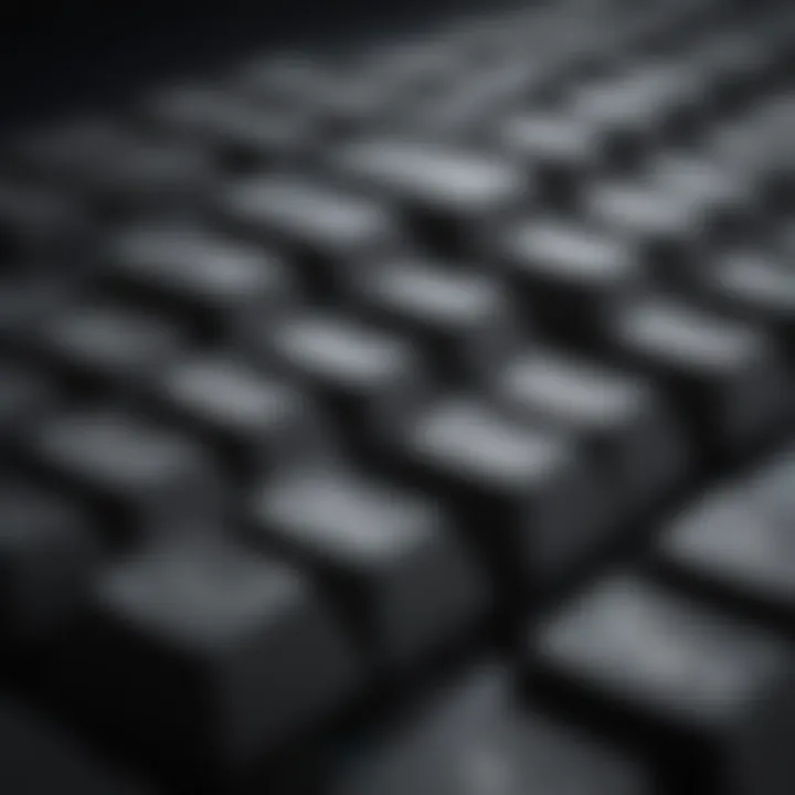 Close-up of keys on a silent mechanical keyboard