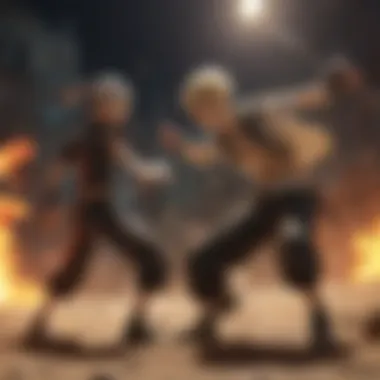 Captivating Battle Scene in Soul Eater A colorful depiction of a key battle scene, illustrating the show's unique animation style and action choreography.