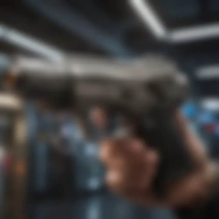 A conceptual art piece depicting the ethical implications of weaponry in space