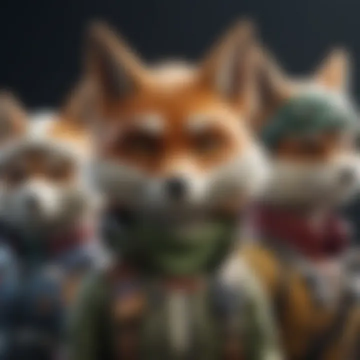 Character lineup featuring iconic Star Fox members