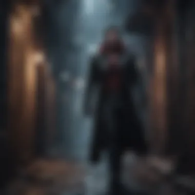 Vampire using supernatural powers in a dark alley